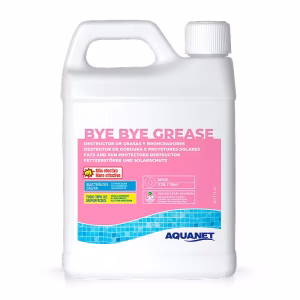 Bye Bye Grease 5 L producto enzimático destruye la grasa y cremas solares (bronceadores) en linea de flotación de piscinas
